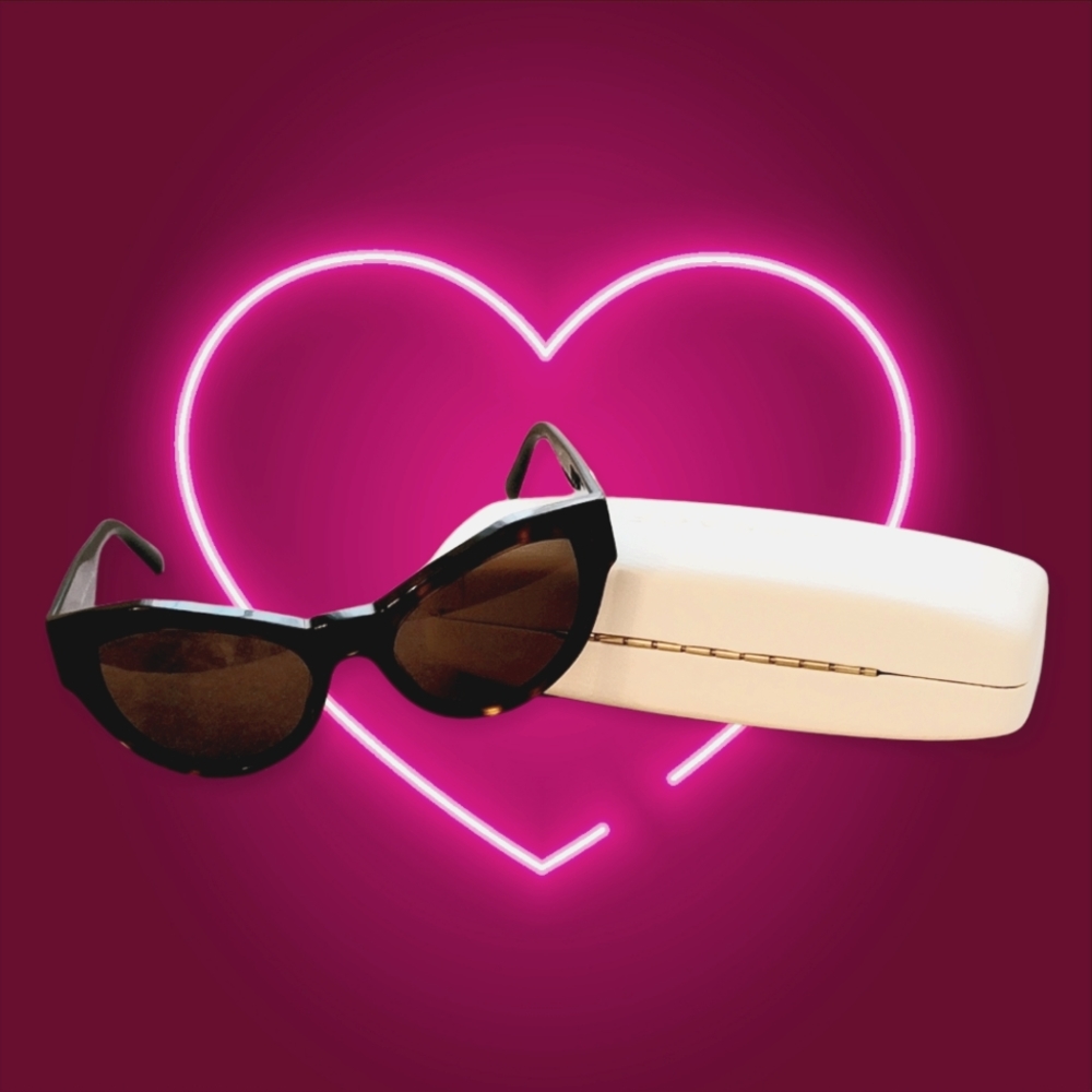 Authentic Versace MOD Sunglasses | Black Cat-eye | Gold Logo | Case Included